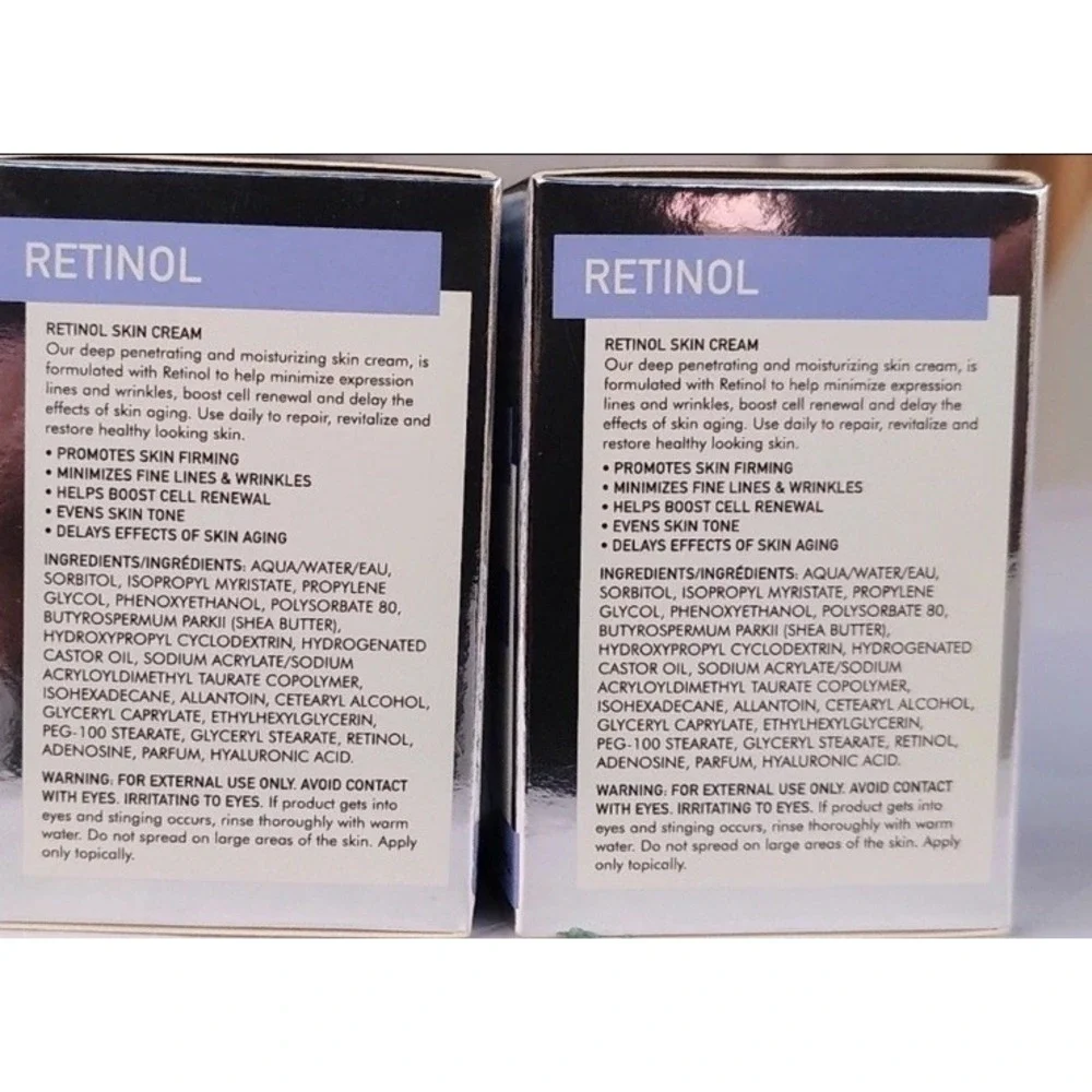 2 Pack Global Beauty Care Retinol Skin Cream Anti-Aging Moisturizer 1.7oz Each